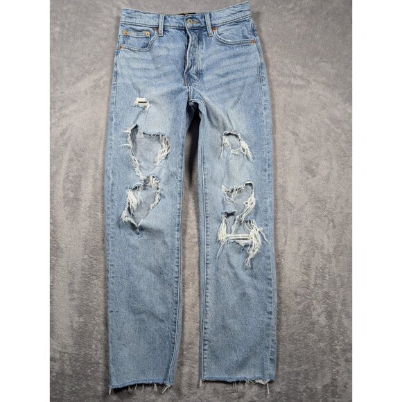 Lucky Brand Denim - Lucky Brand Jeans Women Size 4 27 Light Wash Distressed Front Raw Hem Button Fly